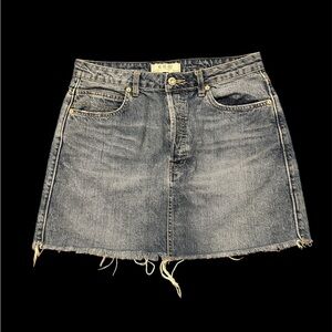 We The Free Blue Denim A-line Mini Skirt